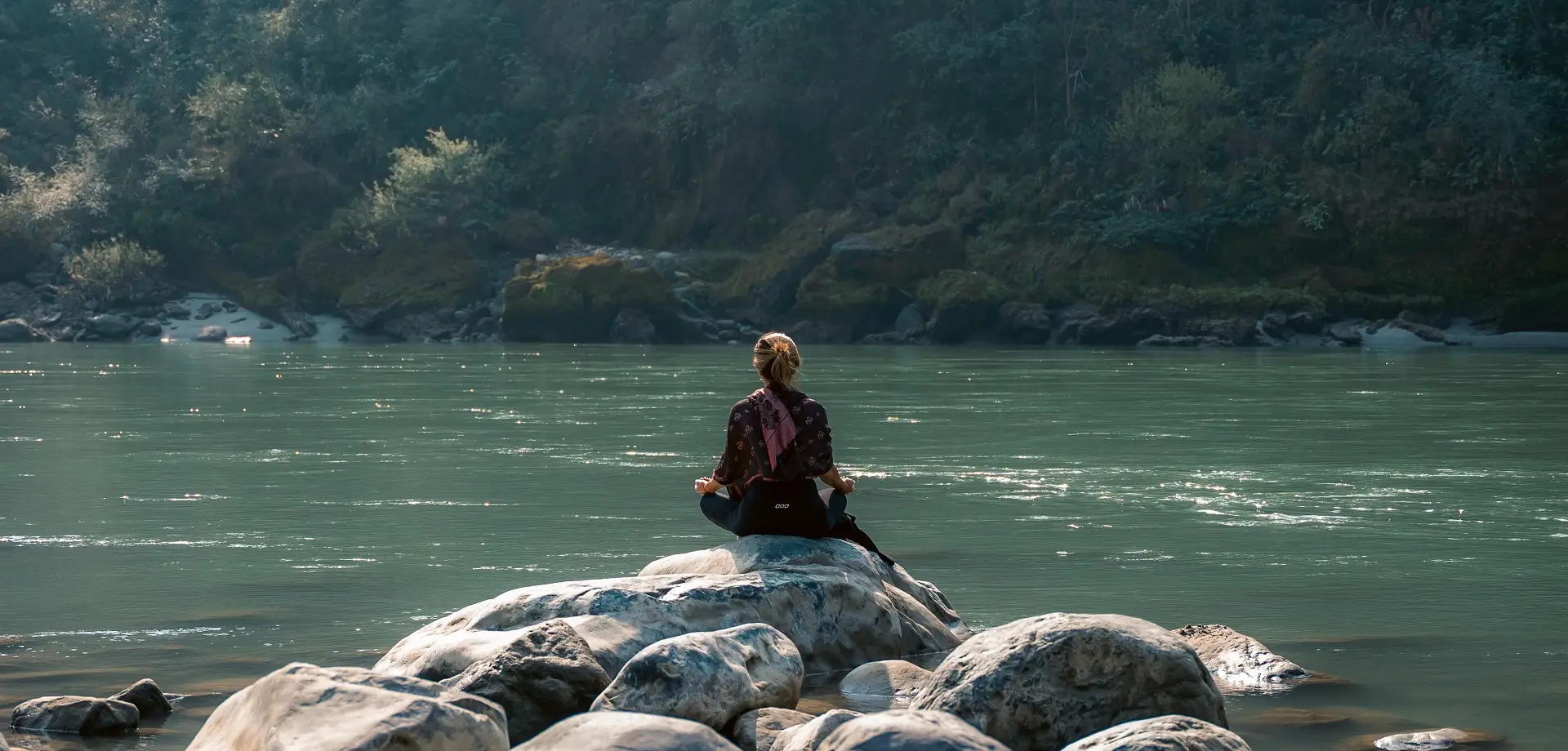 Meditation on the banks of the Ganga at Rishikesh