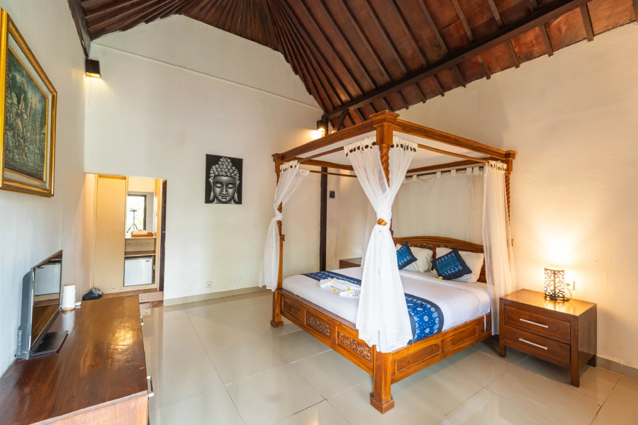 A student room at World Peace Yoga School, Bisma, Ubud