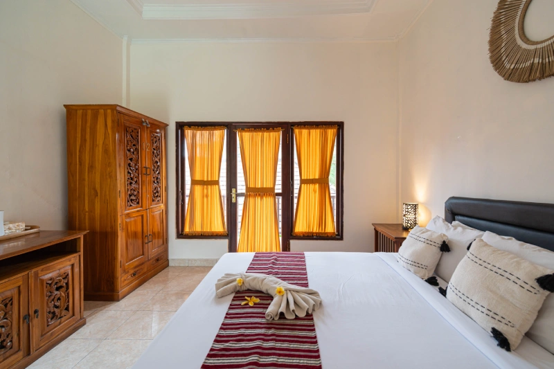 A student room at World Peace Yoga School, Bisma, Ubud