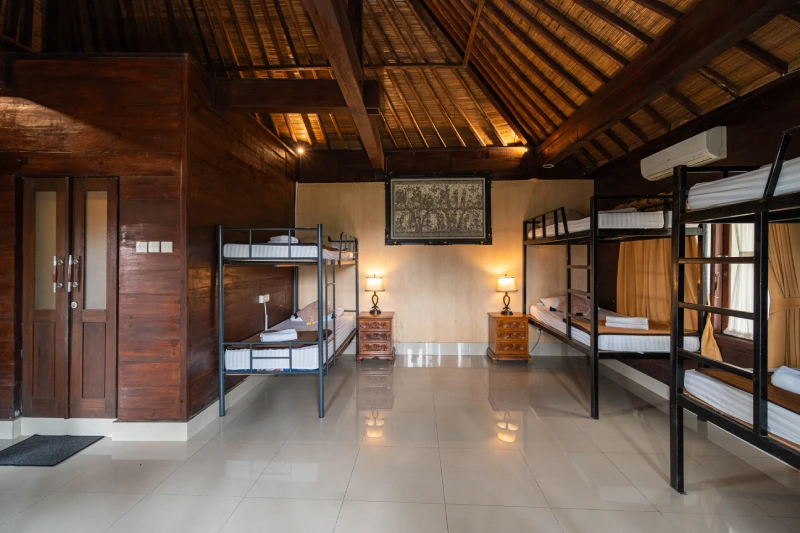 A student room at World Peace Yoga School, Bisma, Ubud