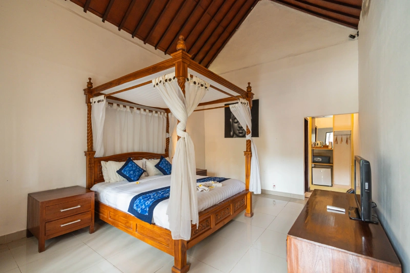 A student room at World Peace Yoga School, Bisma, Ubud