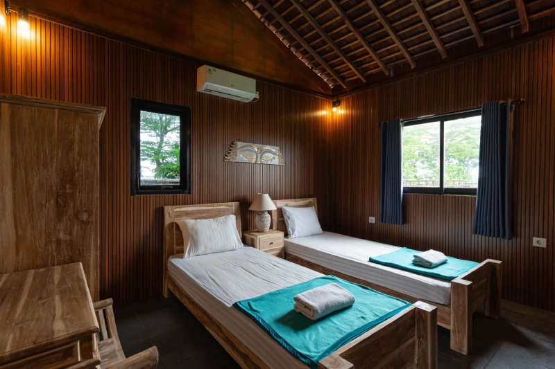 A student room at World Peace Yoga School, Bisma, Ubud