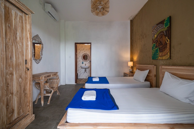 A student room at World Peace Yoga School, Bisma, Ubud