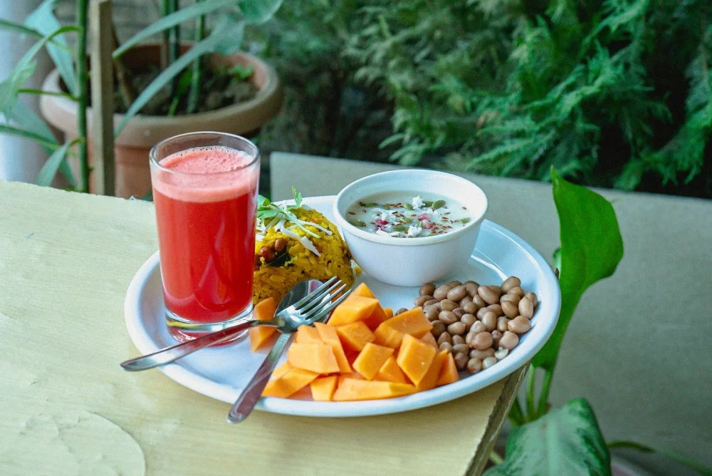 Sattvic food served at World Peace Yoga School, Rishikesh