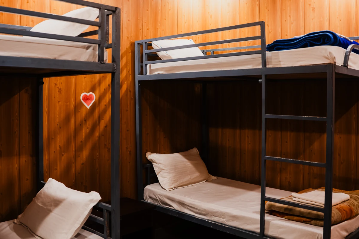A student room at World Peace Yoga School, Rishikesh