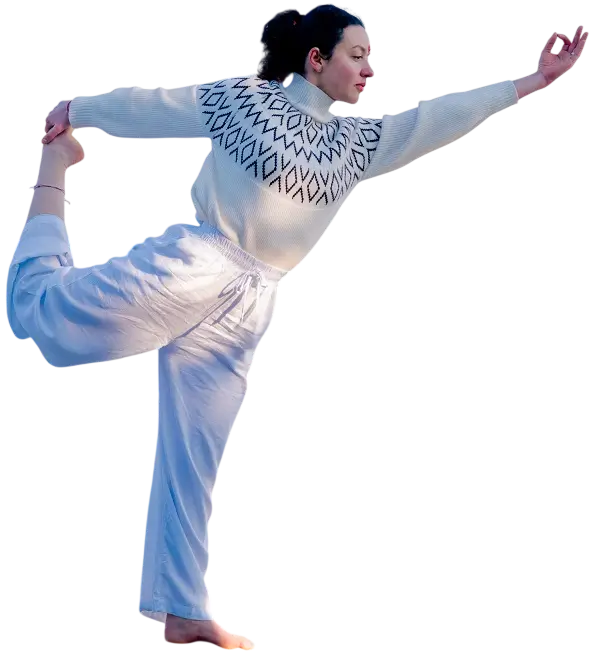 A student in Natarajasana, the dancer pose