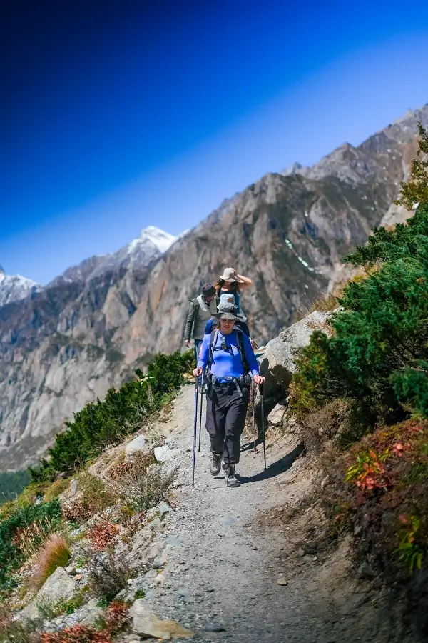 Trekkers on a mountain trail