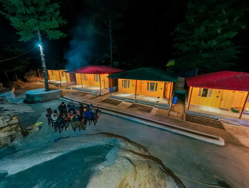 Mountain camp in the Garhwal Himalayas at night
