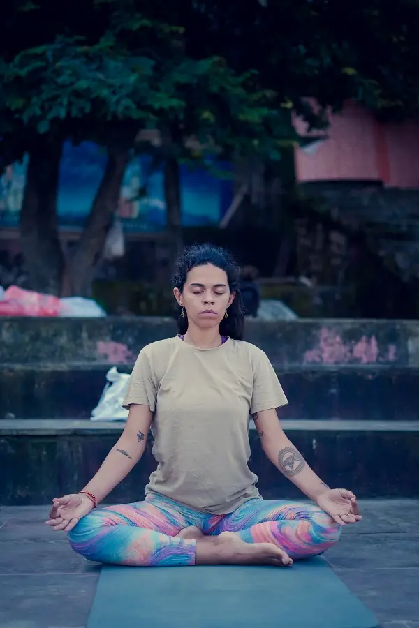 A student in seated meditation